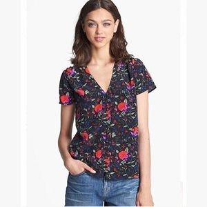 Joie Silk Terraline Floral Print Top